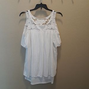 (3/$25) love, Fire White cold shoulder tunic